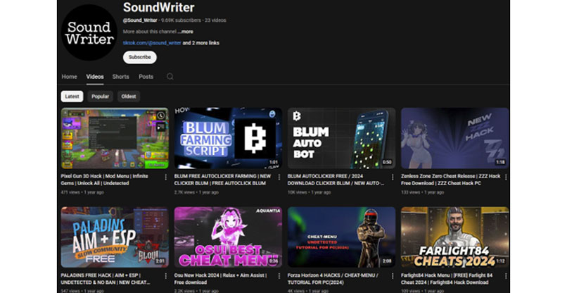 אחד מערוצי היוטיוב שהרשת פרצה אליהם.