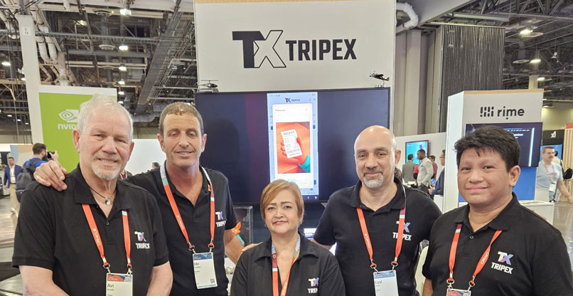 אנשי טריפקס. מימין: מיקו דומיזה, סמנכ"ל התפעול; אייל לוין, סמנכ"ל הטכנולוגיות; אבבי פלטרו, מנכ"לית אתר PH; עידו קולקר, סמנכ"ל ההכנסות; ואבי קרודו, המנכ"ל הגלובלי של החברה.