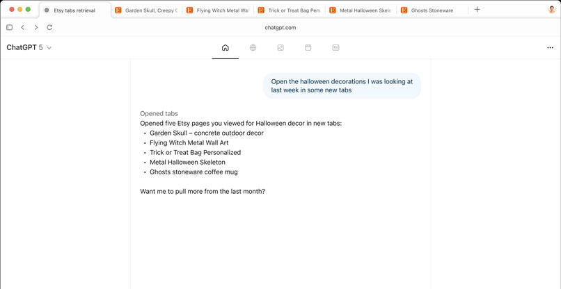 הסוכן יכול לפתוח עבורכם לשוניות - וגם לסגור אותן. 