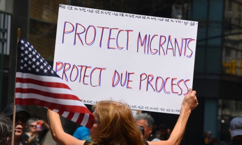 הפגנה נגד ICE ומדיניות ההגירה של הממשל האמריקני.