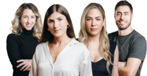 המינויים החדשים במייבנס. מימין לשמאל: גיל רונן - סמנכ"ל דאטה; דפנה אלטמן - סמנכ"לית שיווק מוצר; שרון אסא - ראשת מטה; וסיון דגן - סמנכ"לית תפעול עסקי.