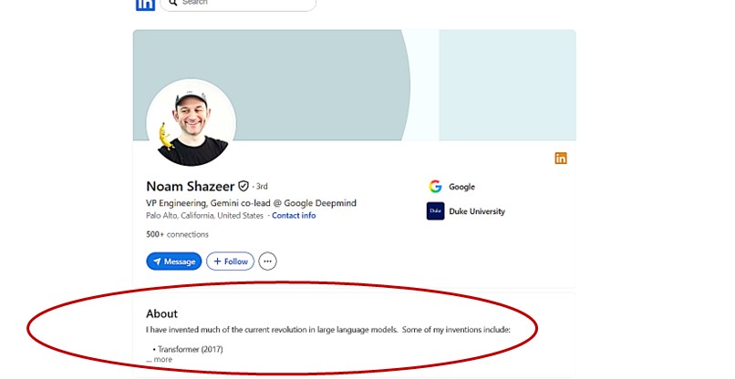 החוקר נועם שזיר, סמנכ"ל הנדסה, מנהל שותף של ג'מיני ב-גוגל דיפ מיינד.