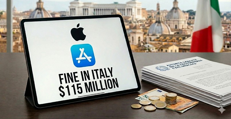 נקנסה במיליונים רבים באיטליה בגלל הפרת הגבלים עסקיים. אפל.