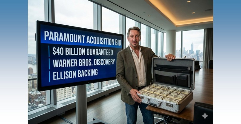 מגבה את רכישת וורנר בראדרס בהון עתק. לארי אליסון.