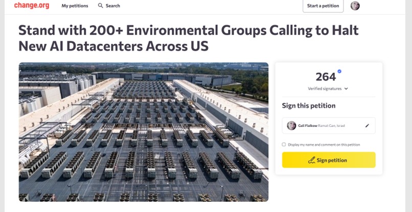 מתנגדים להקמת דאטה סנטרים לAI. מאות ארגונים להגנת הסביבה.