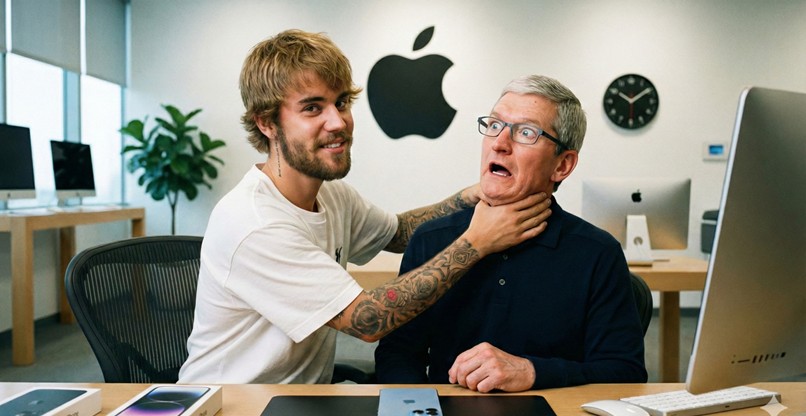 רוצה לחנוק את מנכ"ל אפל, טים קוק. ג'סטין ביבר.