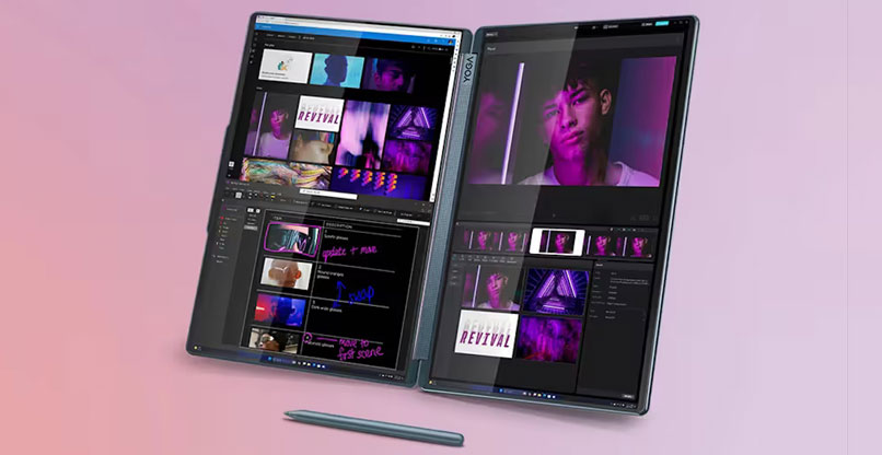 Yoga Book 9i Gen 10 והעט האלקטרוני שלו.