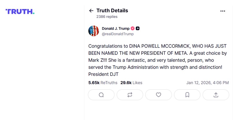 תגובת הנשיא דונלד טראמפ למינוי.