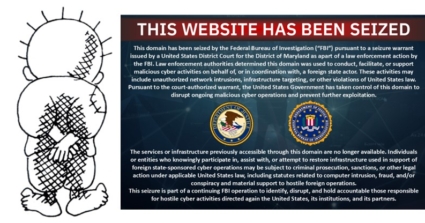 הודעה באתר שלהם שנתפס על ידי ה-FBI. חנדלה.