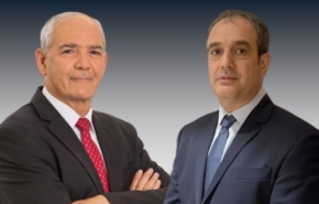 מימין לשמאל: תא"ל (במיל') צביקה חיימוביץ', ראש תחום ההגנה מפני רחפנים, ואלוף (במיל') אבי מזרחי, מנהל תחום הביטחון וחבר דירקטוריון, אלת'ימיס.