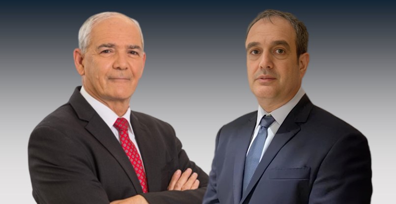 מימין לשמאל: תא"ל (במיל') צביקה חיימוביץ', ראש תחום ההגנה מפני רחפנים, ואלוף (במיל') אבי מזרחי, מנהל תחום הביטחון וחבר דירקטוריון, אלת'ימיס.