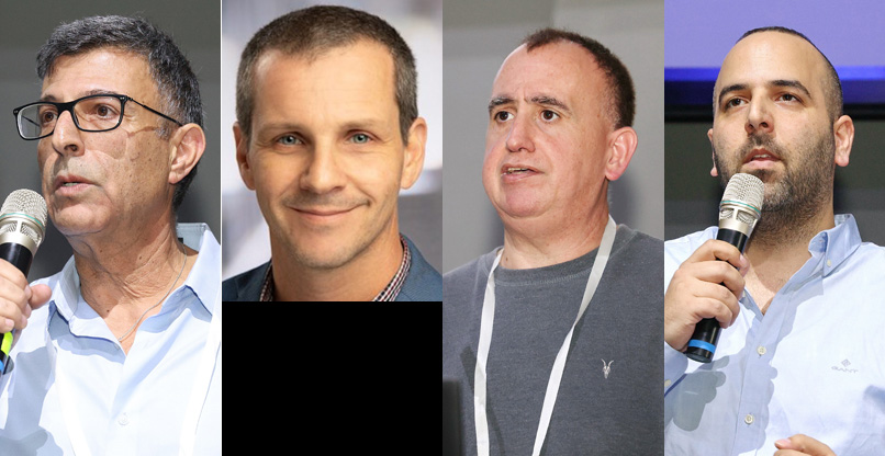 מימין: יובל אלגד - מנהל מגזר ציבורי במלם-תים, ערן אריגי - מנהל שירותים טכניים בחטיבת המוצרים של מלם, אבי שוורץ - מנהל מכירות לתחום הסייבר והגנה על המידע בדל ישראל, ערן יקיר - מנהל מכירות במגזר ציבורי-ממשלתי במלם מוצרים