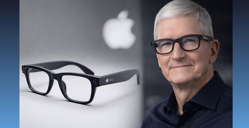 מכינים לנו משקפי AI מסוגננים. אפל והמנכ"ל טים קוק.