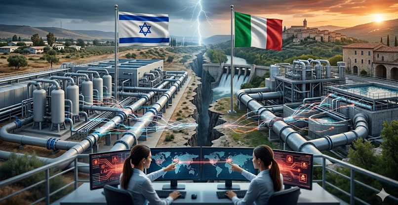 אילוסטרציה של מתקפות על מערכות מים ישראליות ואיטלקיות.