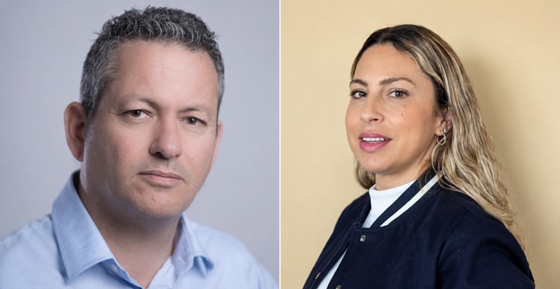 מימין: שולי שיר, מנהלת תוכנית "לוחמים להייטק" מבית עמותת עתידים. משמאל: חיים גרון, מייסד שותף ומנכ"ל אינפיניטי לאבס.