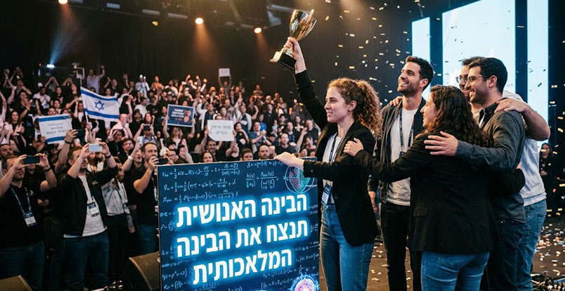 תמונה שבה הבינה המלאכותית ממחישה את הכותרת שהגתה הבינה האנושית.