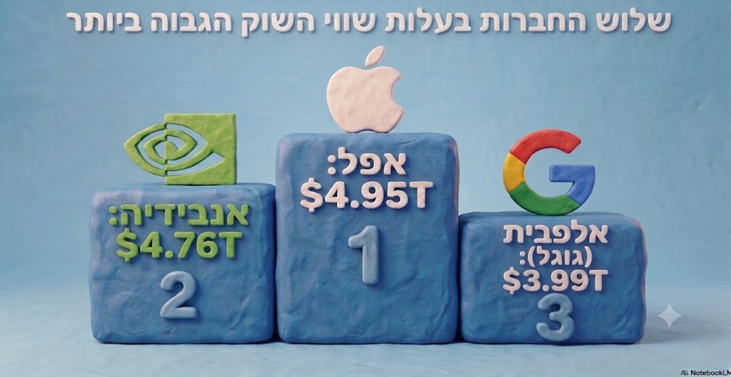 שוב ניצבת במקום הראשון מבין שלוש החברות המובילות בעולם בשוויין. אפל.