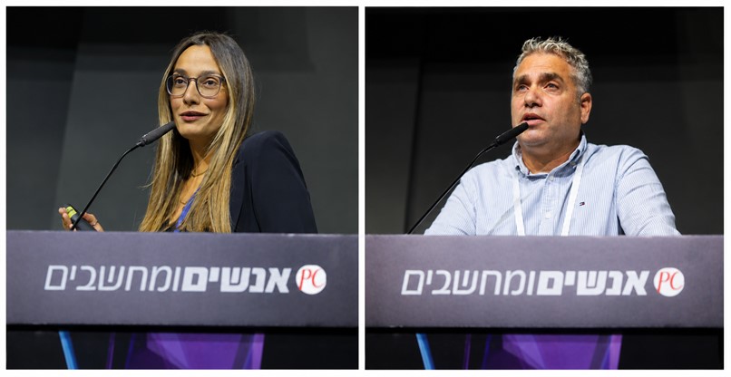 מימין לשמאל: אורן ישראלי, מנהל תחום ביטוחי קבלנים באיאון ישראל, וענת קירשנבוים, מנהלת תחום פתרונות אשראי באיאון ישראל.