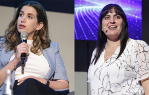 מימין: יסמין שחר, ראשת תחום שותפיות בזעפרן סקיוריטי, והדס ברגמן, מנכ"לית הסניף הישראלי, וסמנכ"לית תפעול עסקי בחברה.