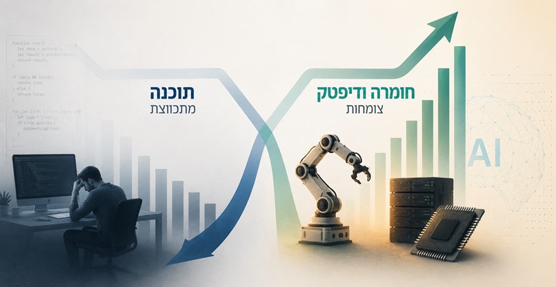 התוכנה מתכווצת, החומרה צומחת. ממצאי סקר רשות החדשנות 2026.