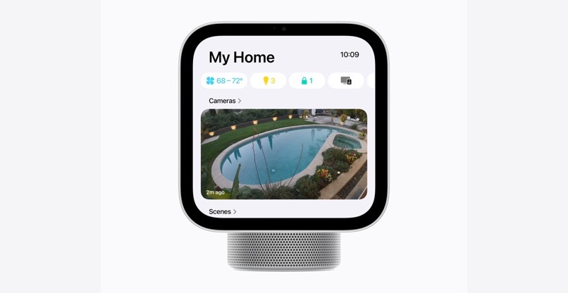 Apple HomeView מציג את ממשק ניהול הבית החכם, עם שידור ממצלמה ונתוני הבית. קרדיט צילום: אפל