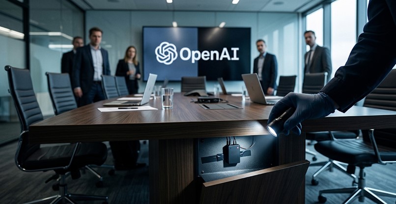 בחדר ישיבות ההנהלה שלה הושתל מכשיר הקלטה. OpenAI.