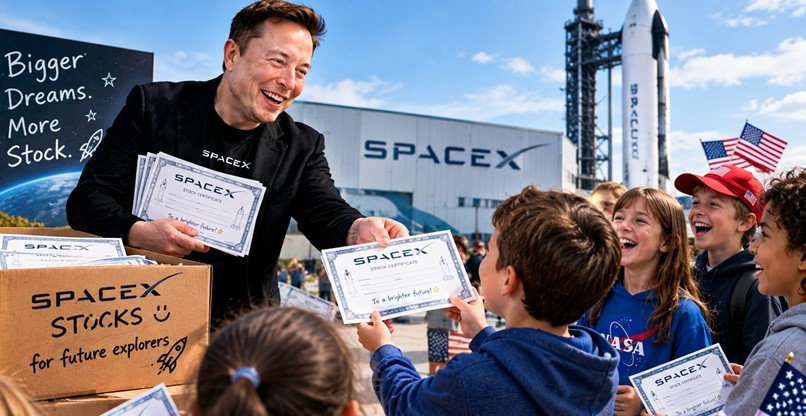 יחלק לילדי ארהב מניות SpaceX. אילון מאסק.