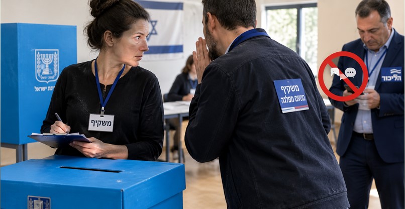 לא מורשים לדווח למפלגותיהן מהמתרחש בקלפיות. המשגיחים.